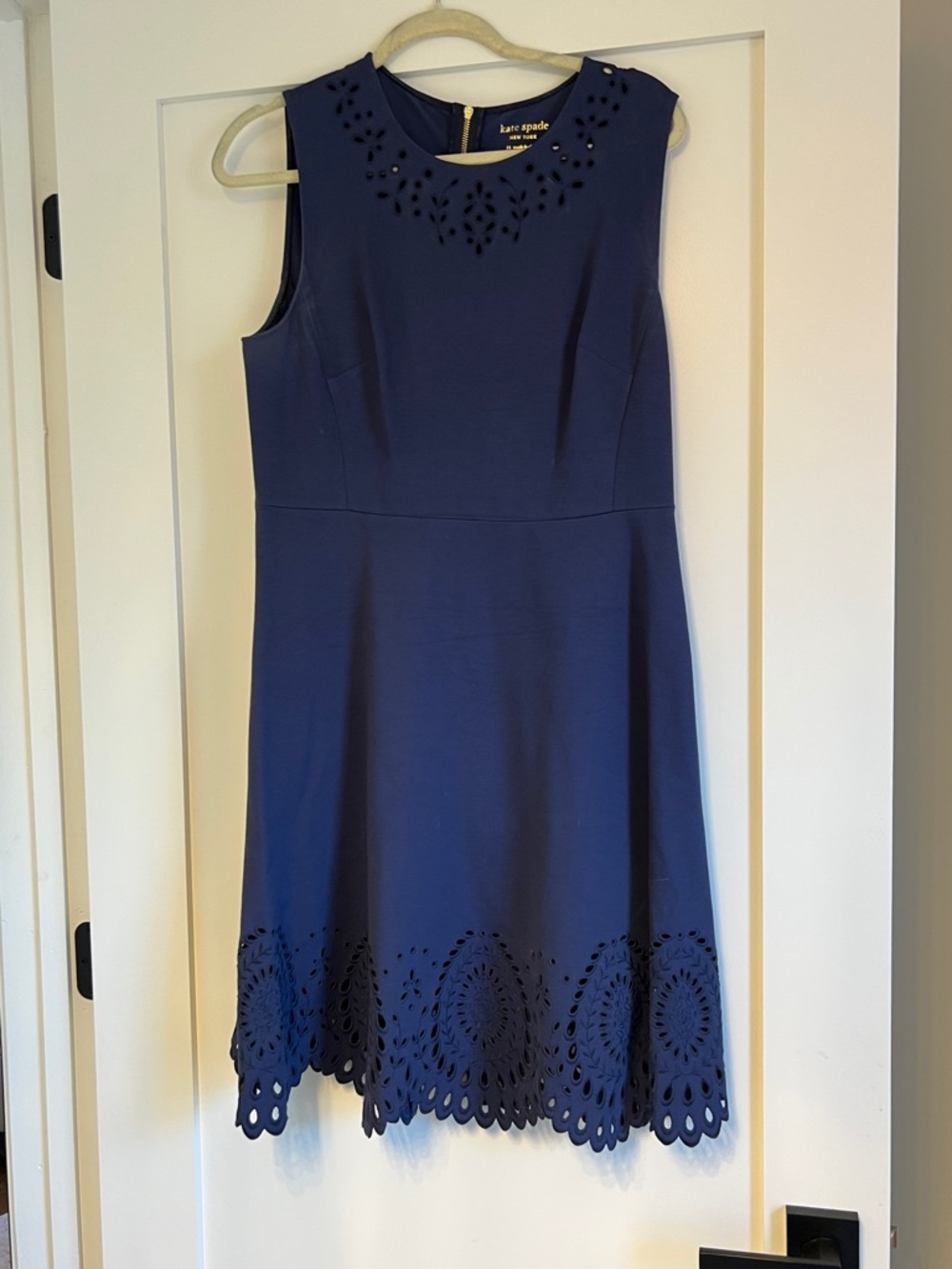kate spade Navy Sleeveless Laser-Cut Fit & Flare Dress